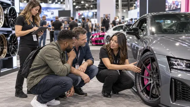 Editorial illustration: SEMA Booth Staffing Guide for Las Vegas Exhibitors