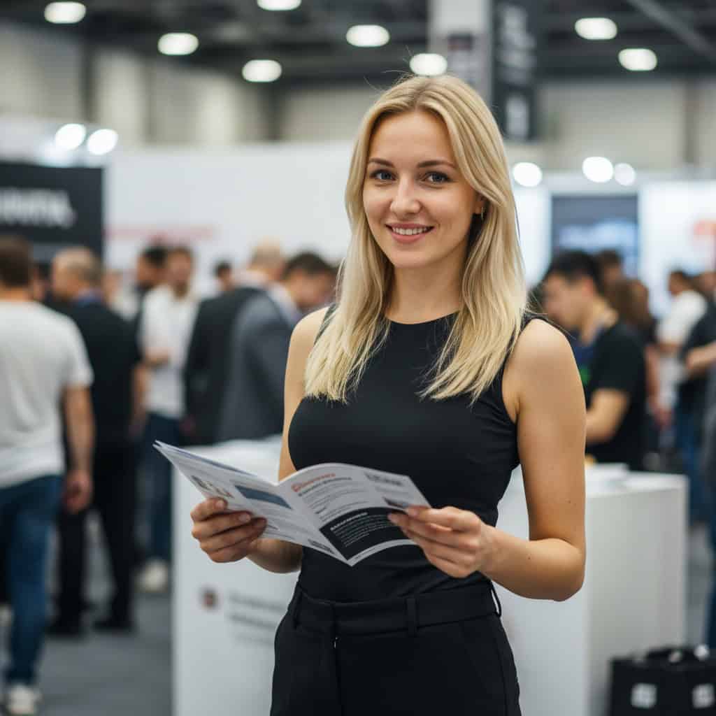 TSM Agency bilingual event staff portrait at Atlanta trade show booth