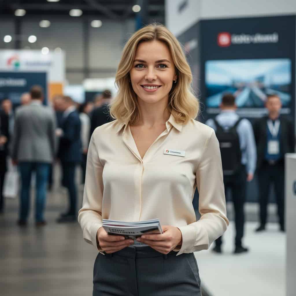 TSM Agency bilingual event staff portrait at Columbus trade show booth