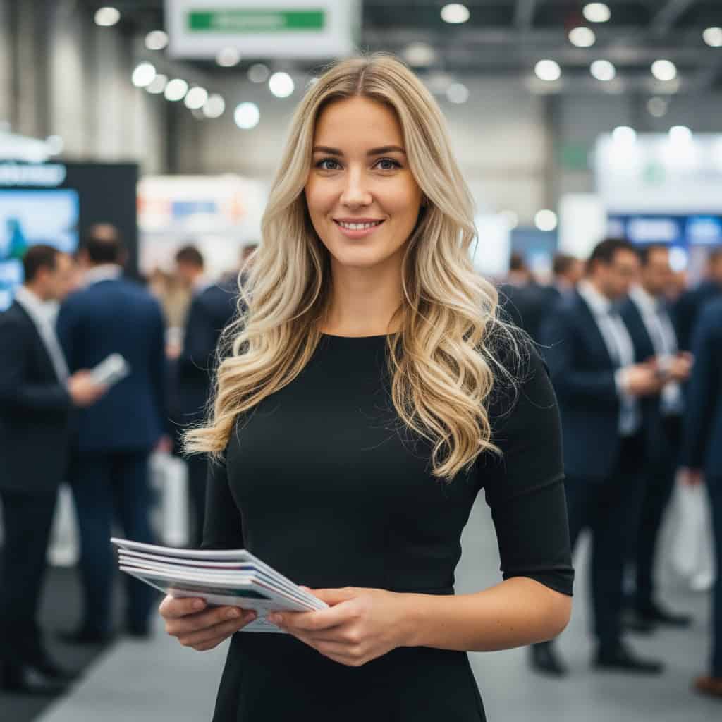 TSM Agency bilingual event staff portrait at Houston trade show booth