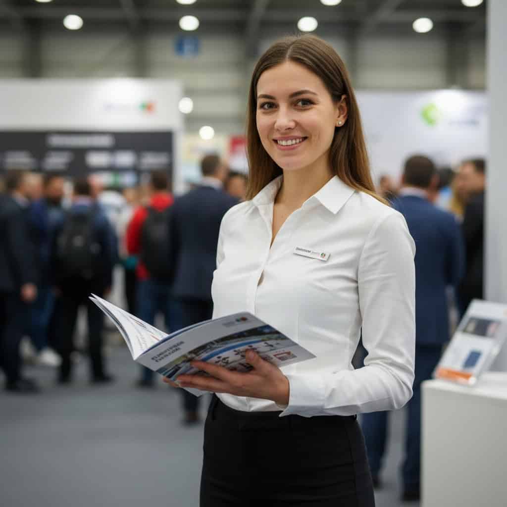 TSM Agency bilingual event staff portrait at Miami trade show booth