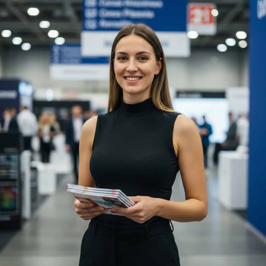 TSM Agency bilingual event staff portrait at New York City trade show booth