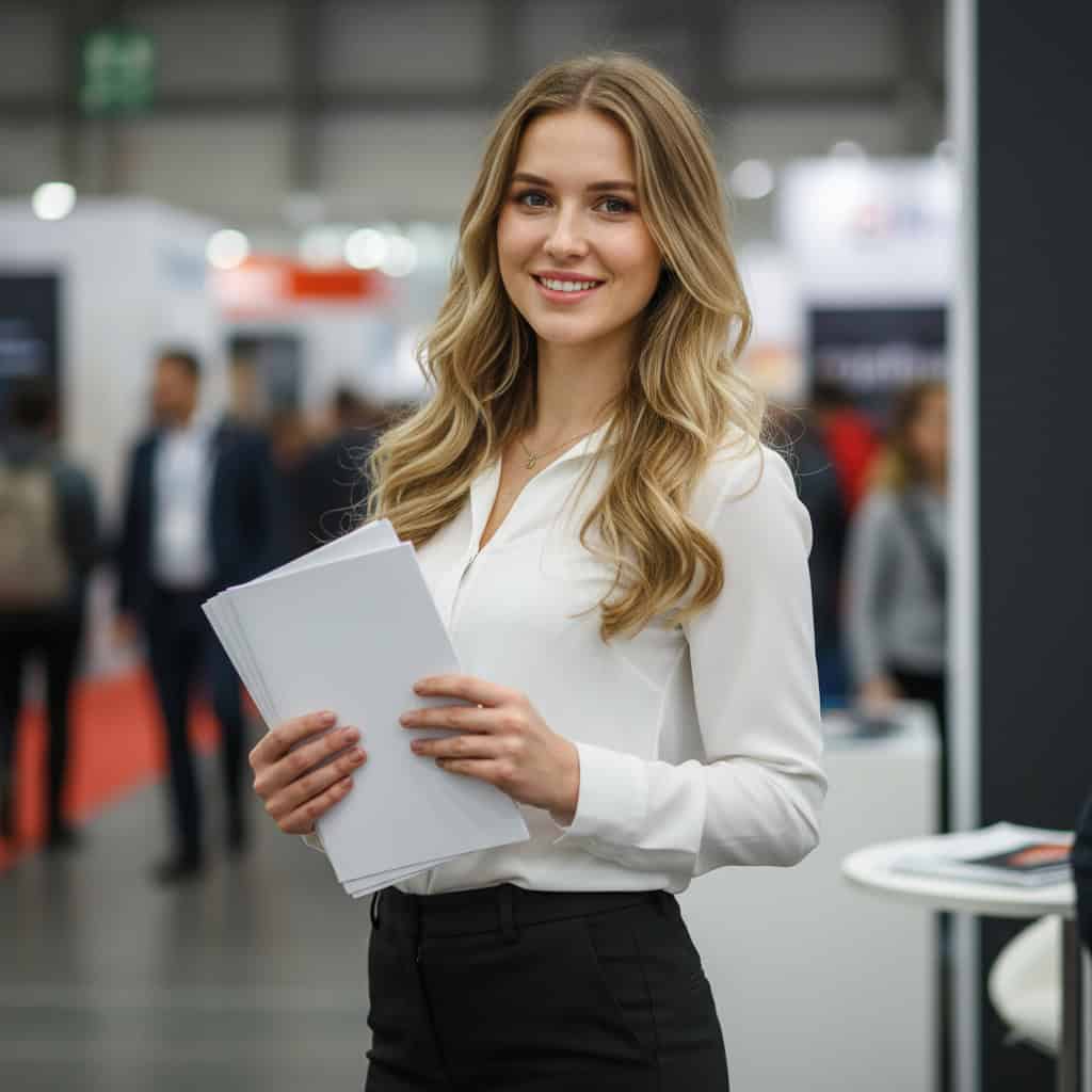 TSM Agency bilingual event staff portrait at San Diego trade show booth