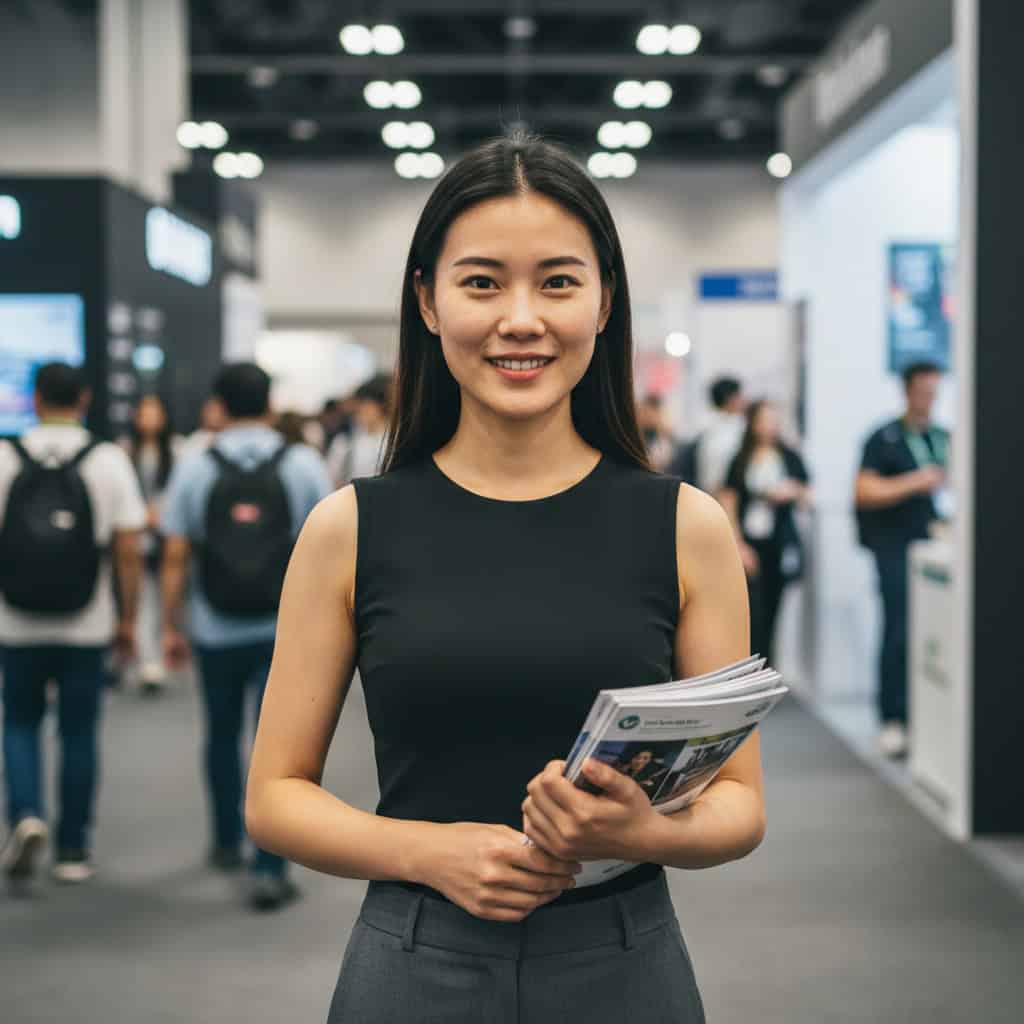 TSM Agency bilingual event staff portrait at Tampa trade show booth