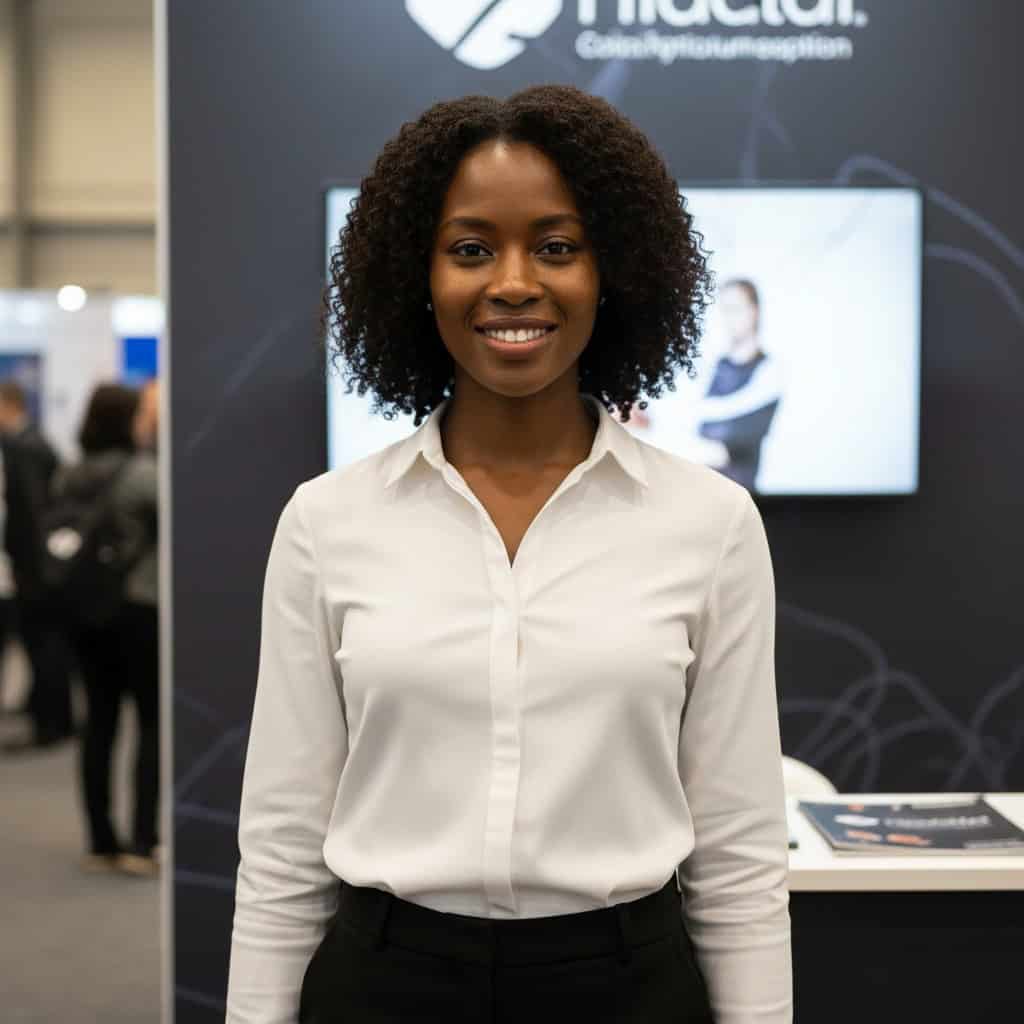 TSM Agency booth model portrait at Anaheim trade show booth