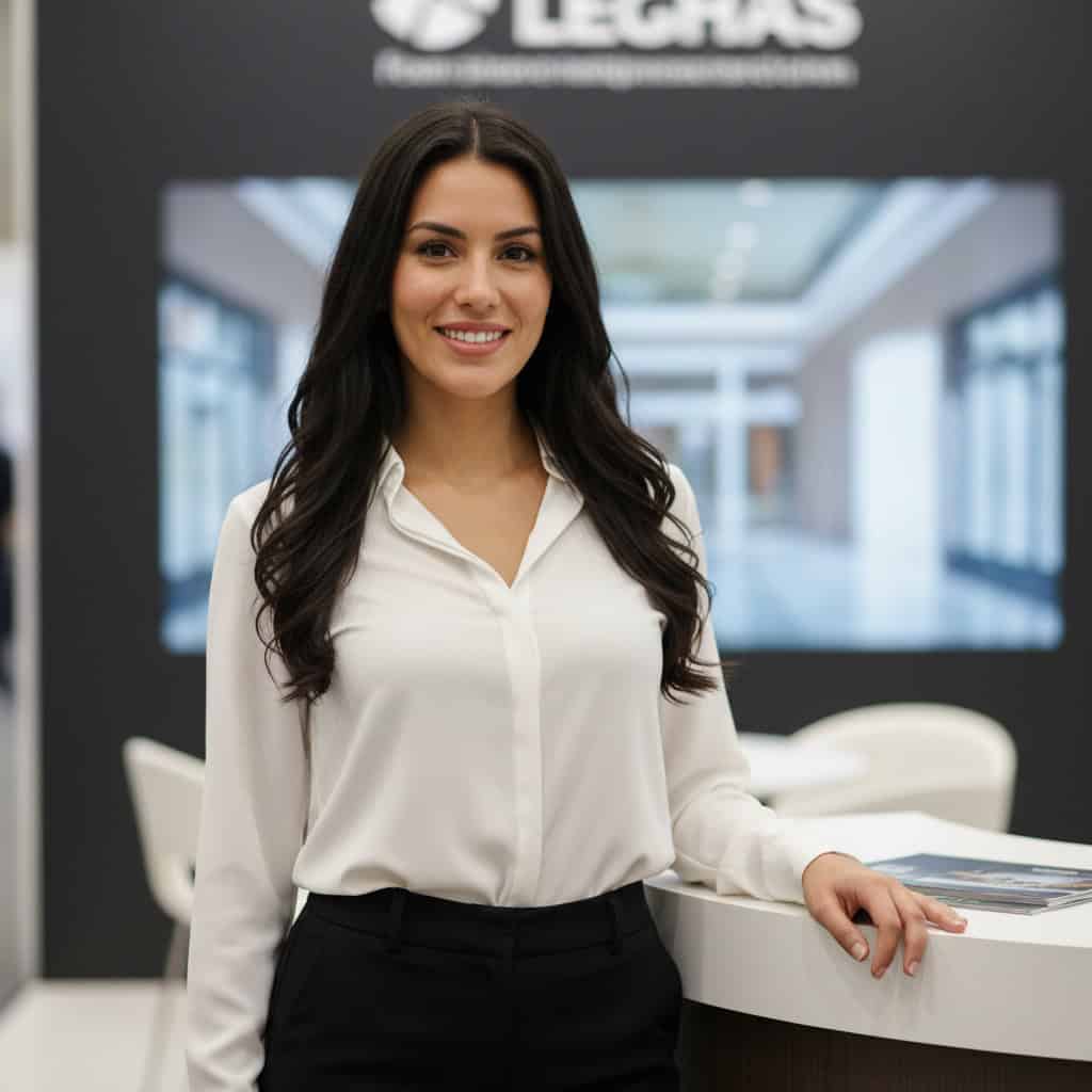 TSM Agency booth model portrait at Columbus trade show booth