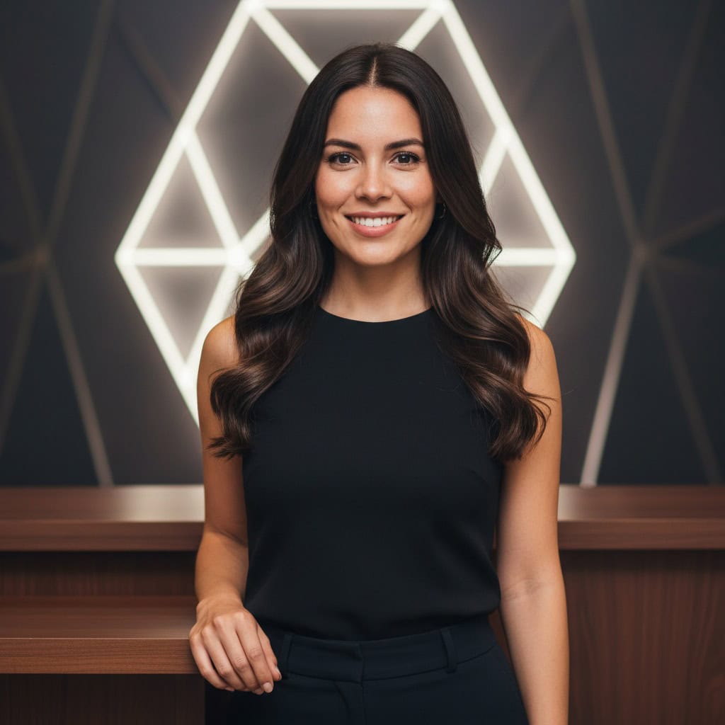 TSM Agency booth model portrait at Indianapolis trade show booth