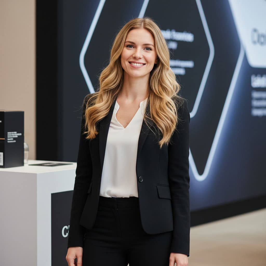 TSM Agency booth model portrait at New York City trade show booth