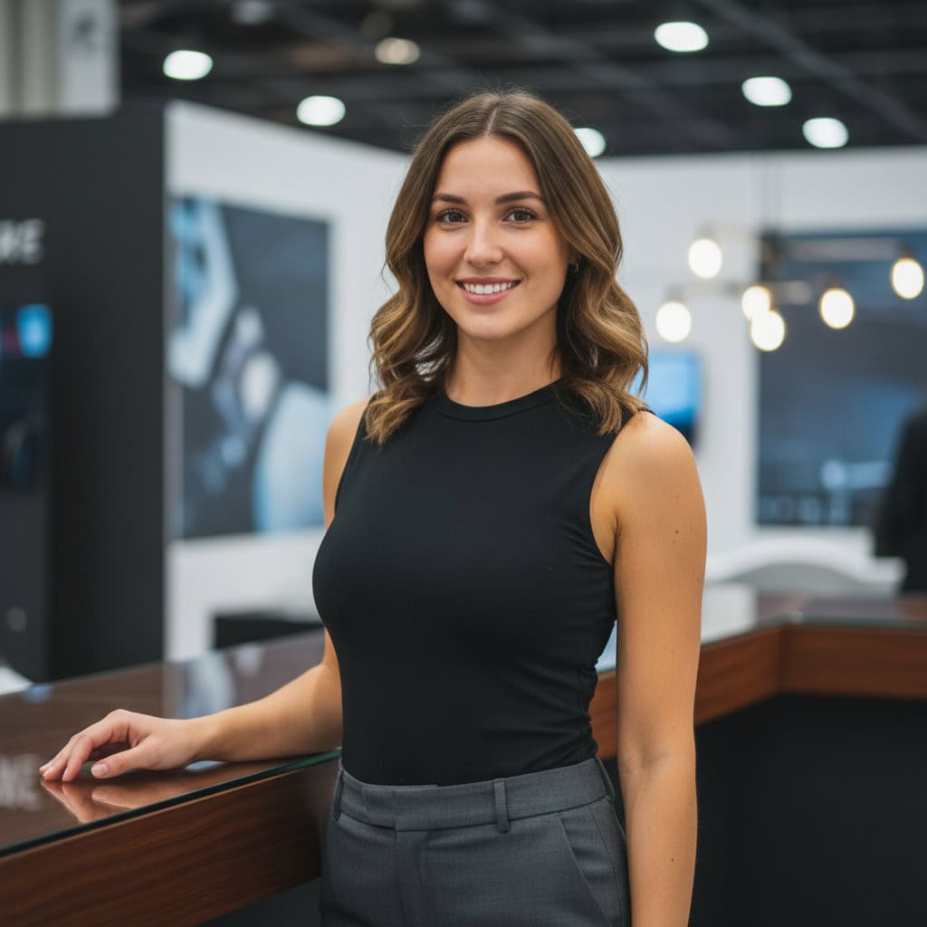 TSM Agency booth model portrait at Tampa trade show booth