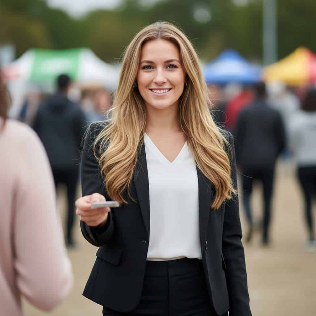 TSM Agency brand ambassador portrait at Indianapolis trade show booth
