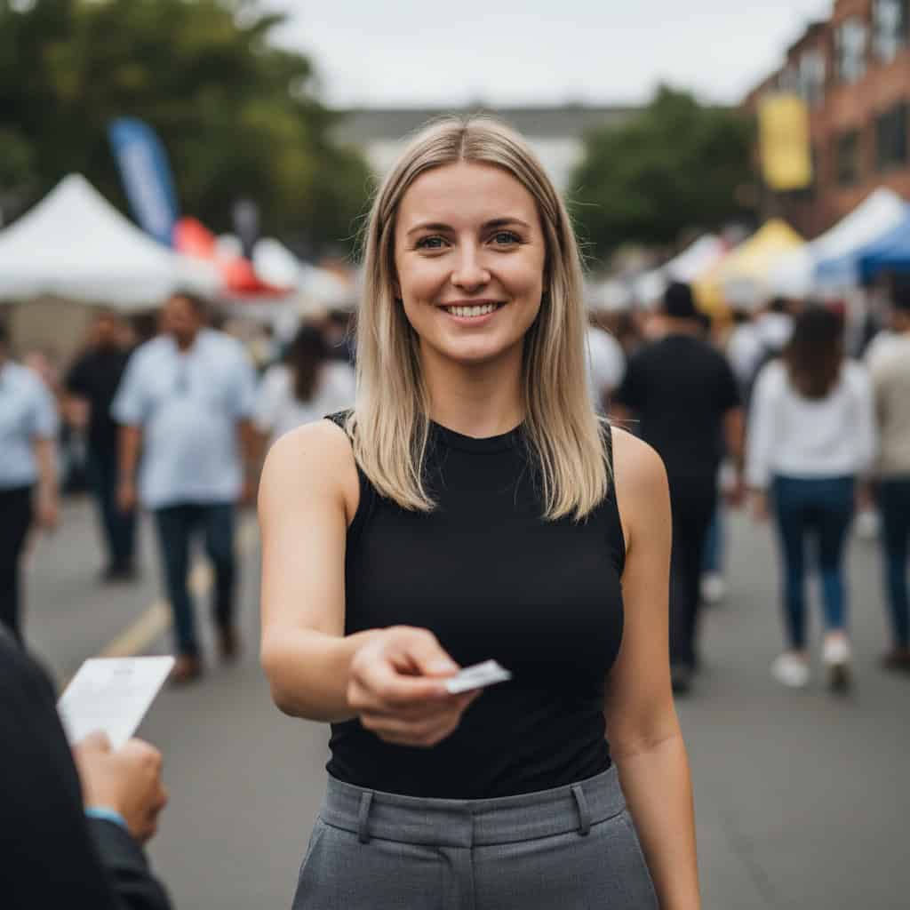 TSM Agency brand ambassador portrait at Miami trade show booth