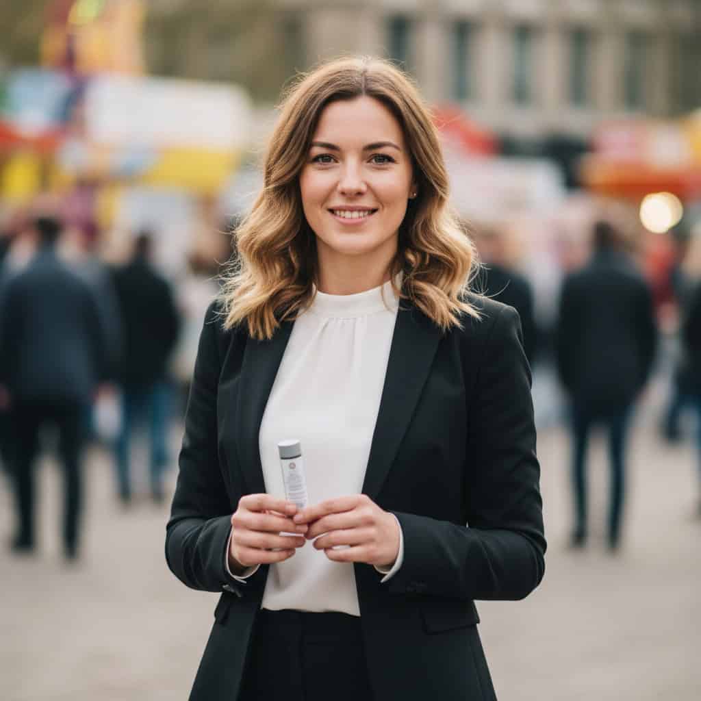 TSM Agency brand ambassador portrait at New York City trade show booth