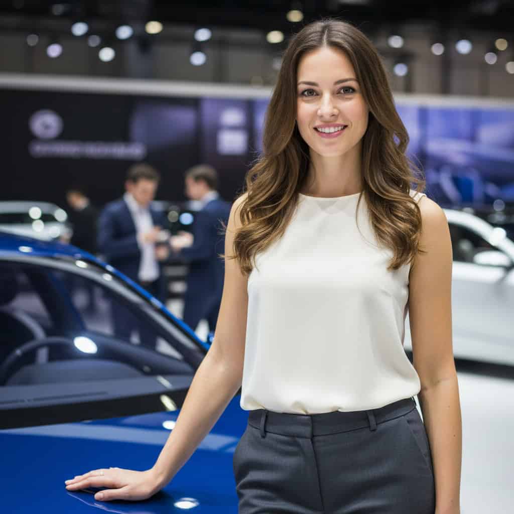 TSM Agency car show model portrait at Columbus trade show booth