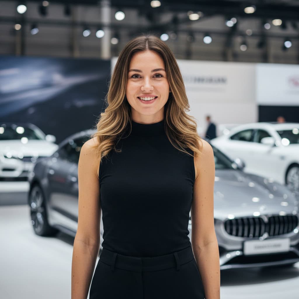 TSM Agency car show model portrait at Denver trade show booth