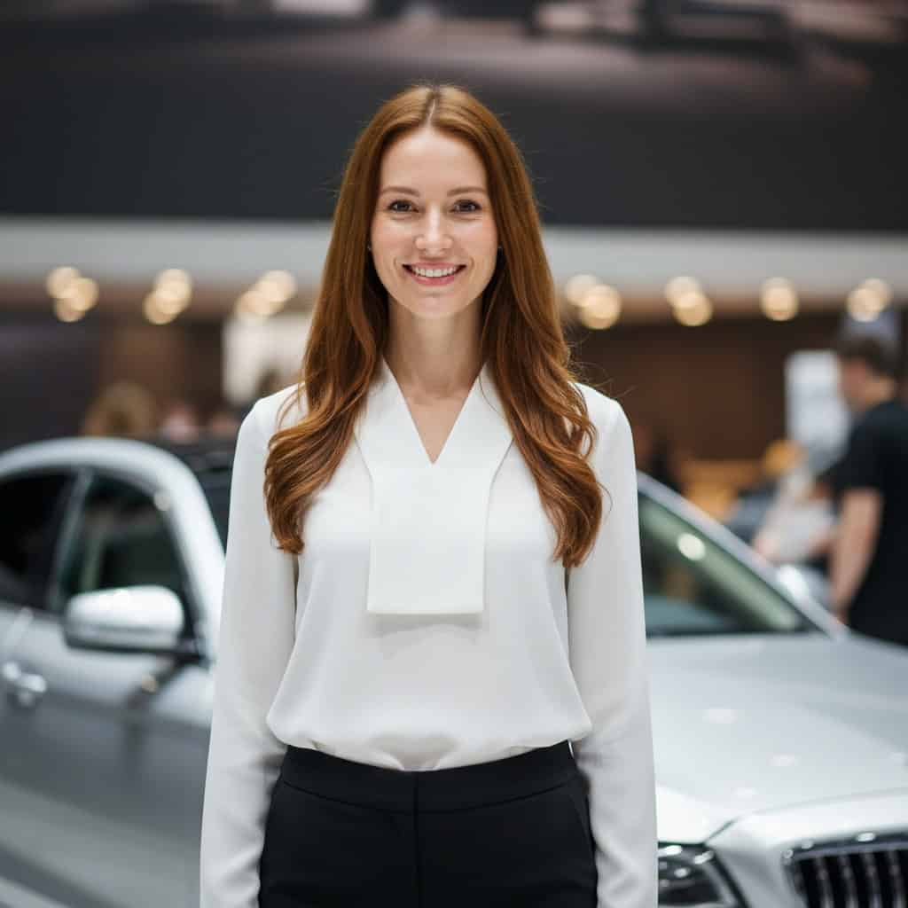 TSM Agency car show model portrait at Miami trade show booth