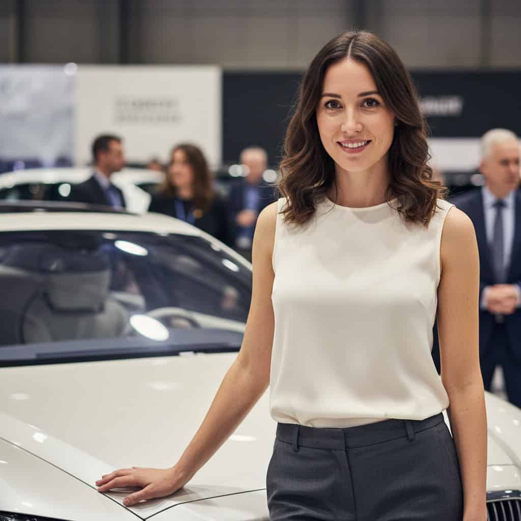 TSM Agency car show model portrait at Orlando trade show booth