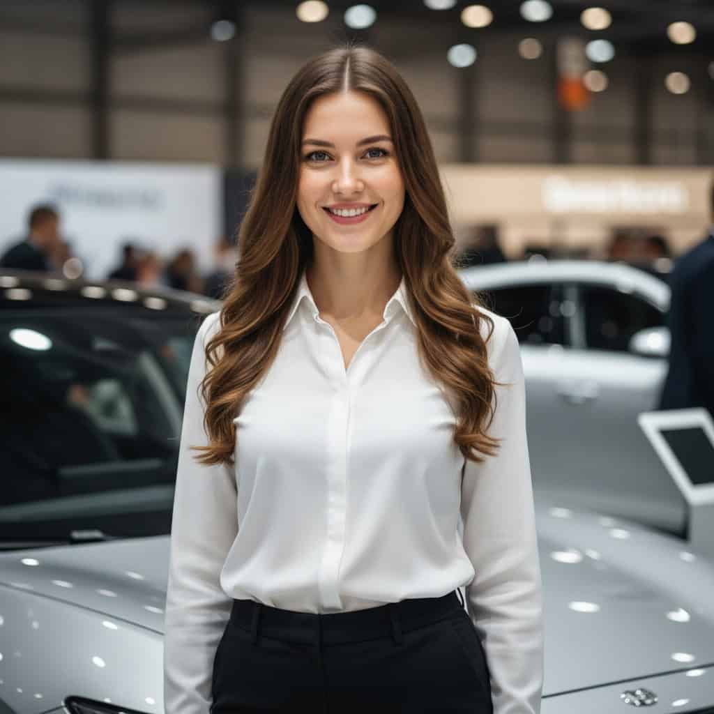 TSM Agency car show model portrait at San Antonio trade show booth