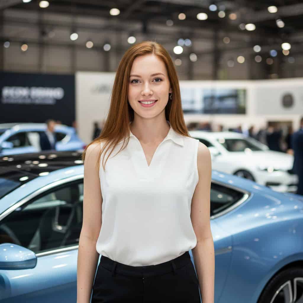 TSM Agency car show model portrait at Tampa trade show booth