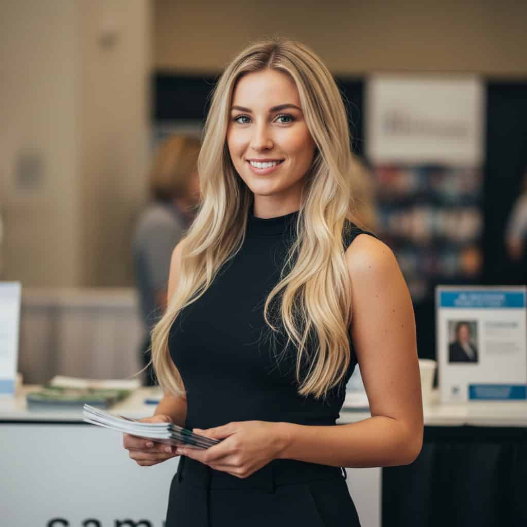 TSM Agency convention model portrait at Anaheim trade show booth