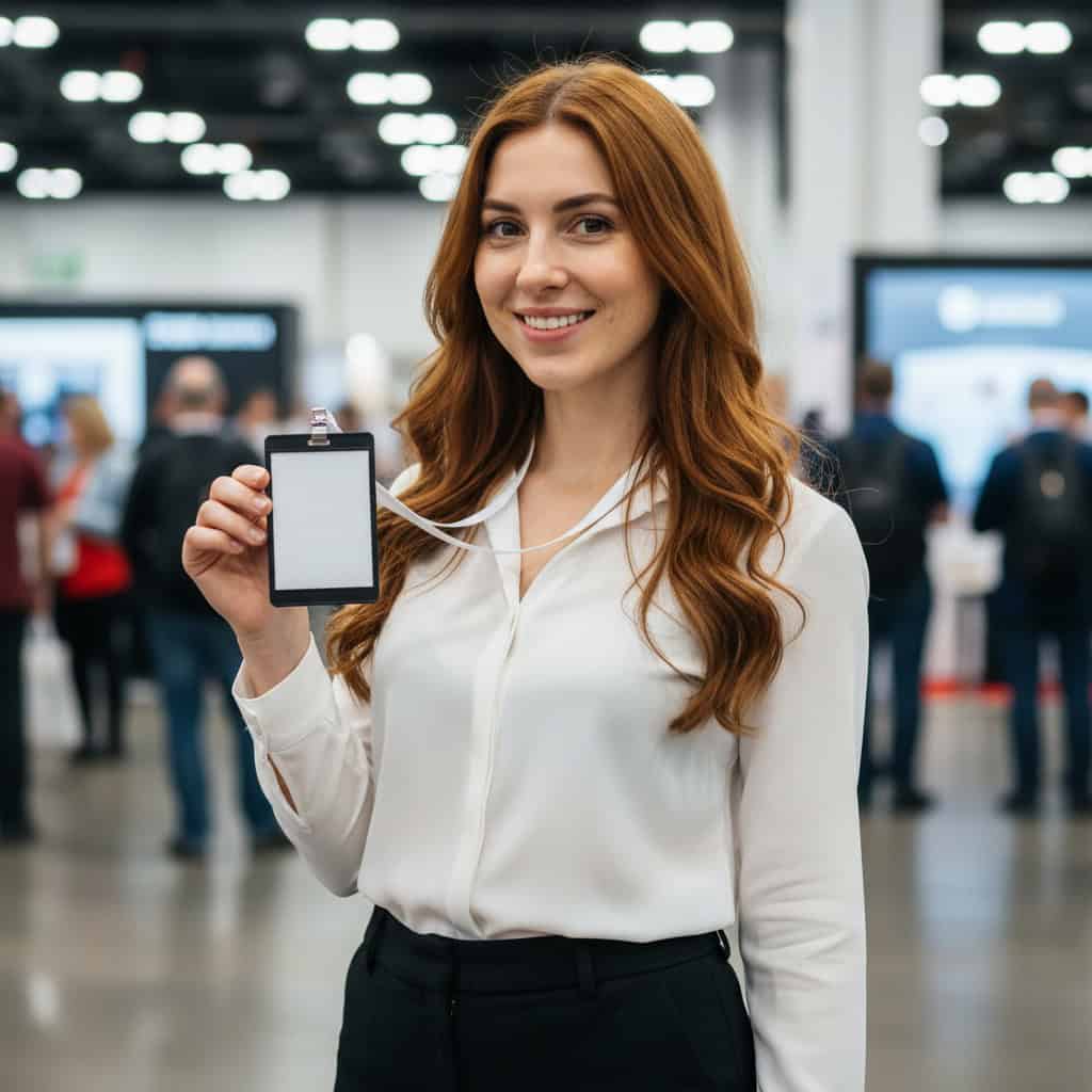 TSM Agency convention model portrait at Atlanta trade show booth