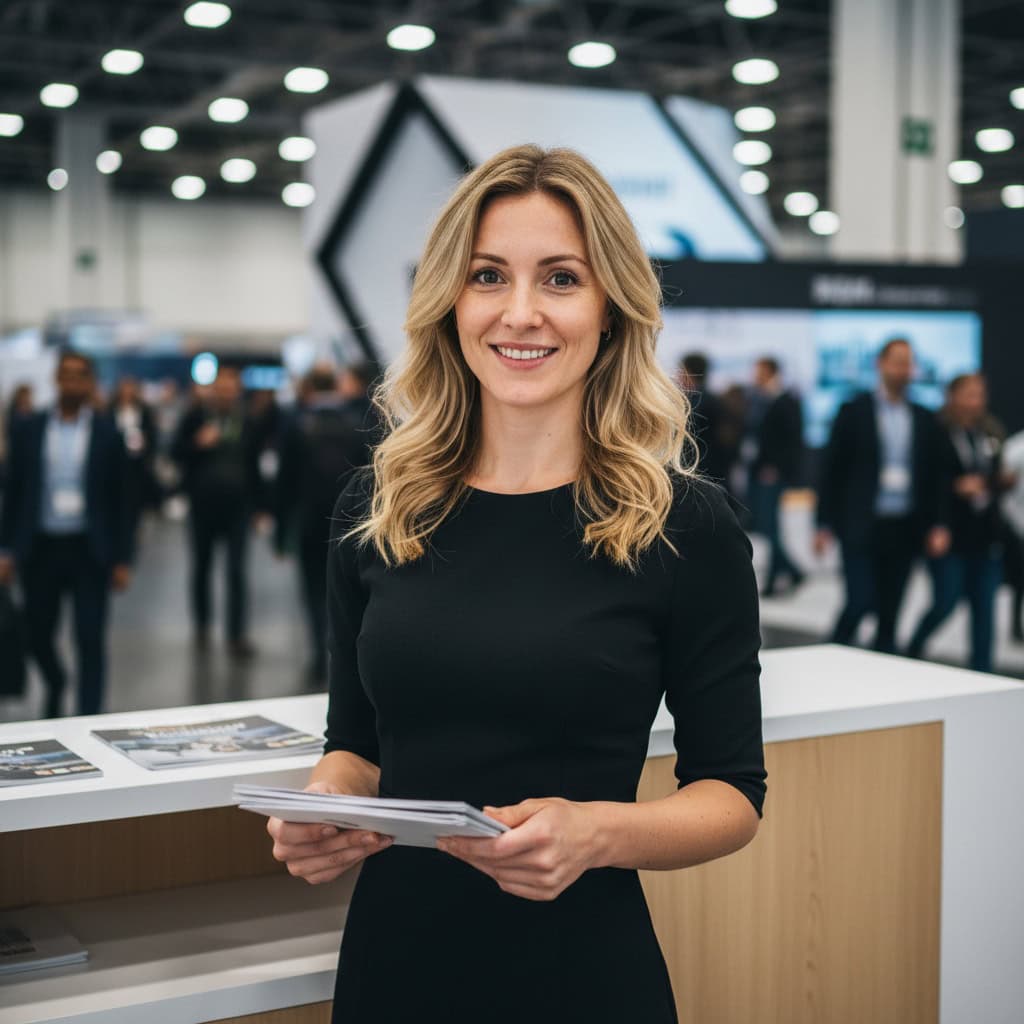 TSM Agency convention model portrait at Chicago trade show booth