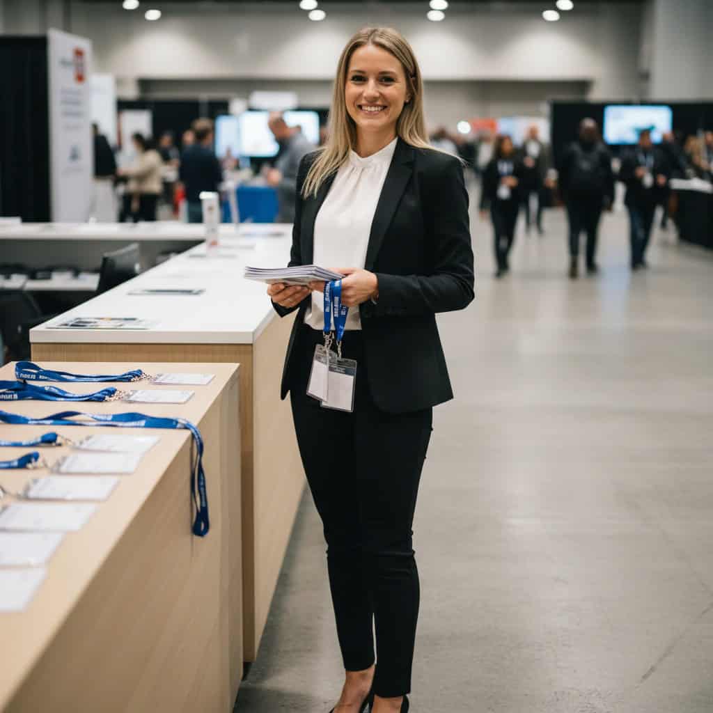 TSM Agency convention model portrait at Indianapolis trade show booth