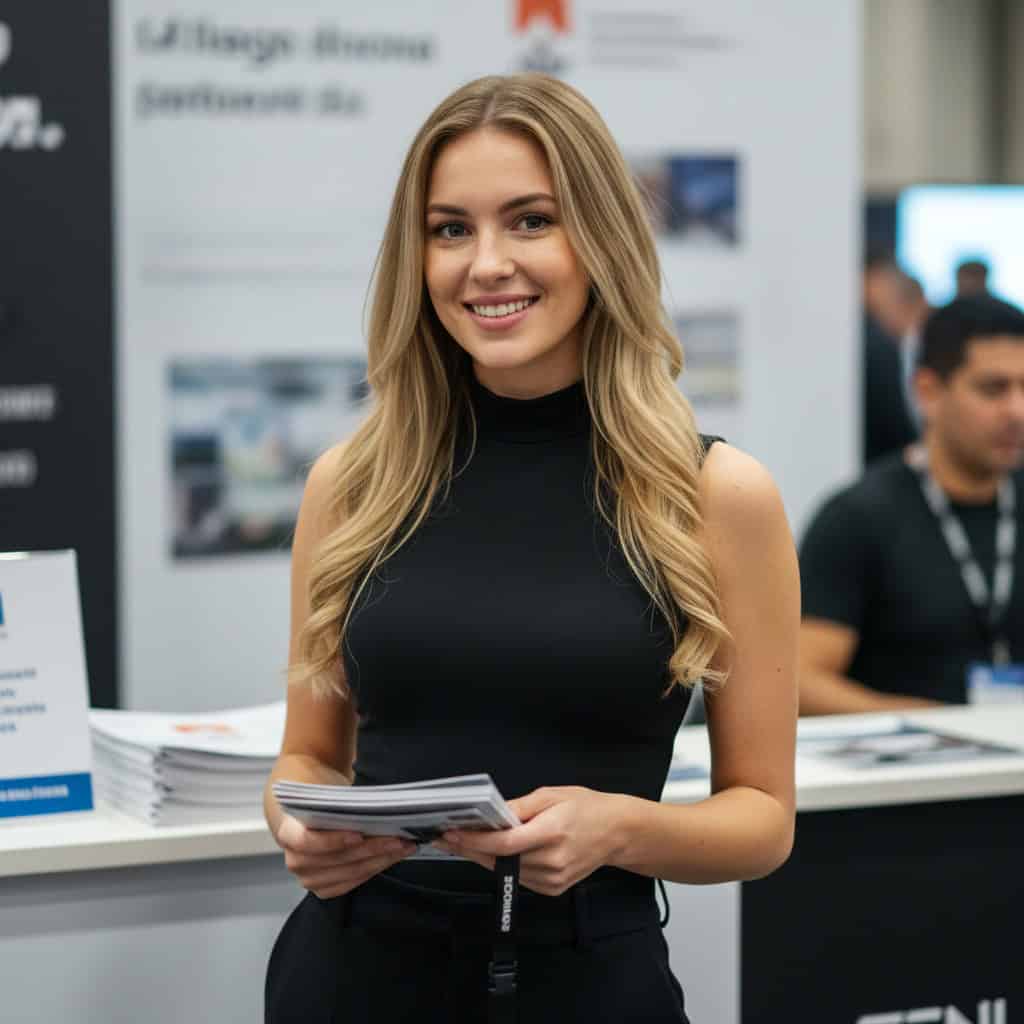 TSM Agency convention model portrait at Nashville trade show booth