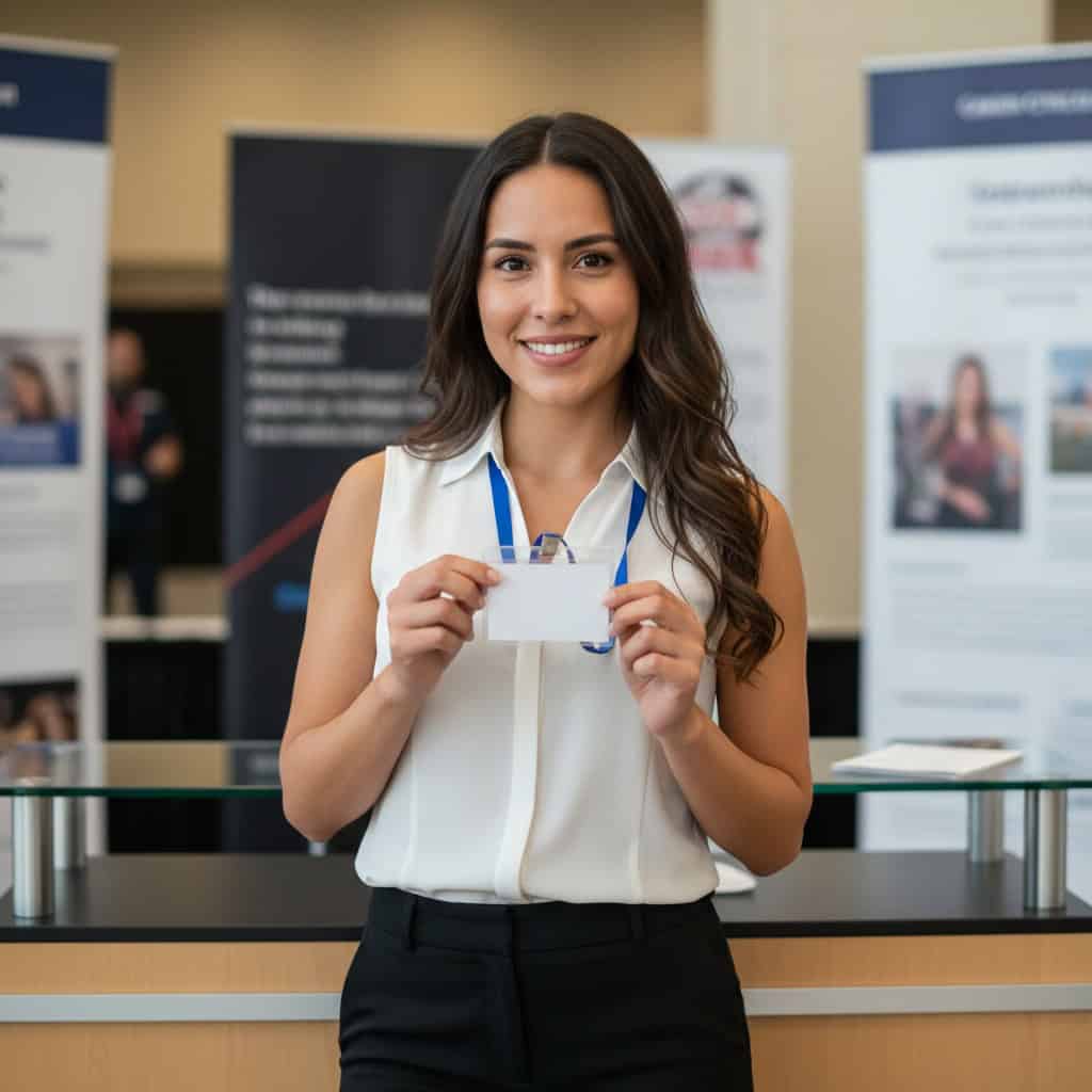 TSM Agency convention model portrait at New York City trade show booth