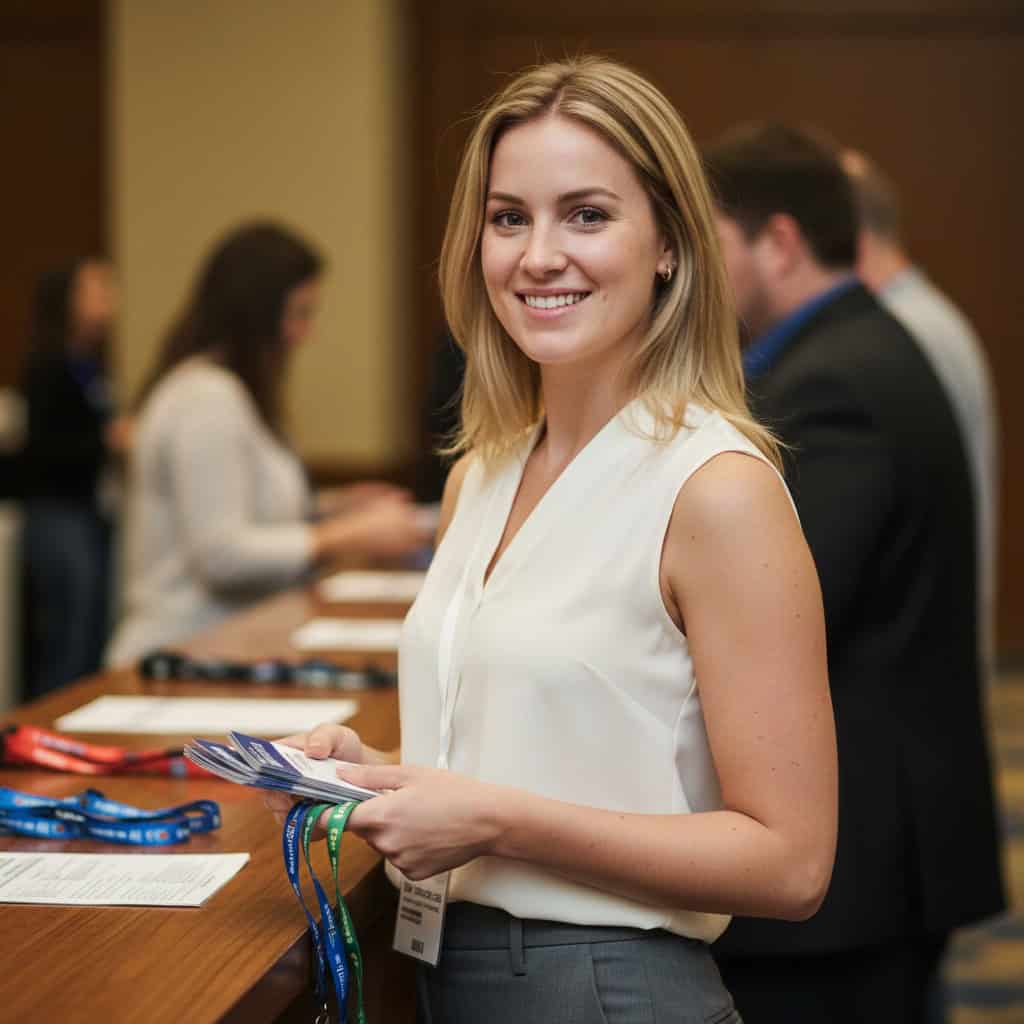 TSM Agency convention model portrait at San Antonio trade show booth