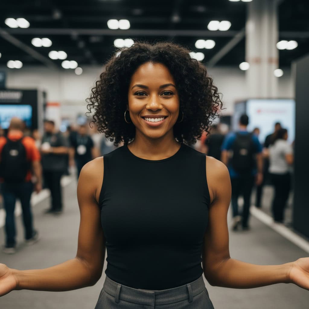 TSM Agency greeter / crowd gatherer portrait at Miami trade show booth