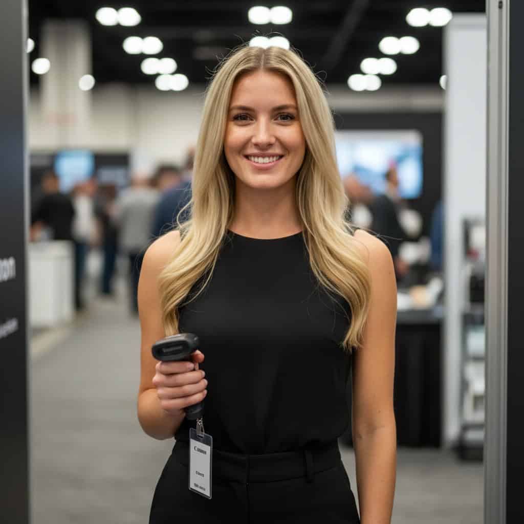 TSM Agency lead retrieval specialist portrait at Anaheim trade show booth