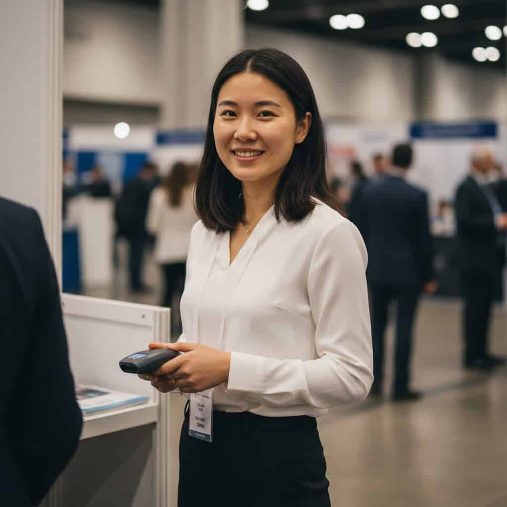 TSM Agency lead retrieval specialist portrait at Indianapolis trade show booth