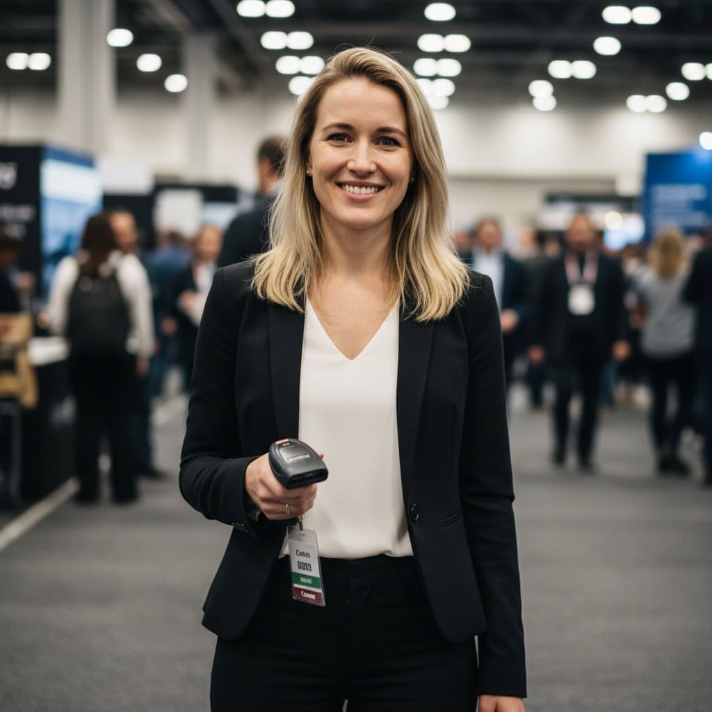 TSM Agency lead retrieval specialist portrait at Miami trade show booth