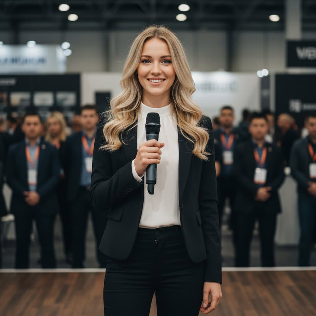TSM Agency event host / presenter portrait at Chicago trade show booth