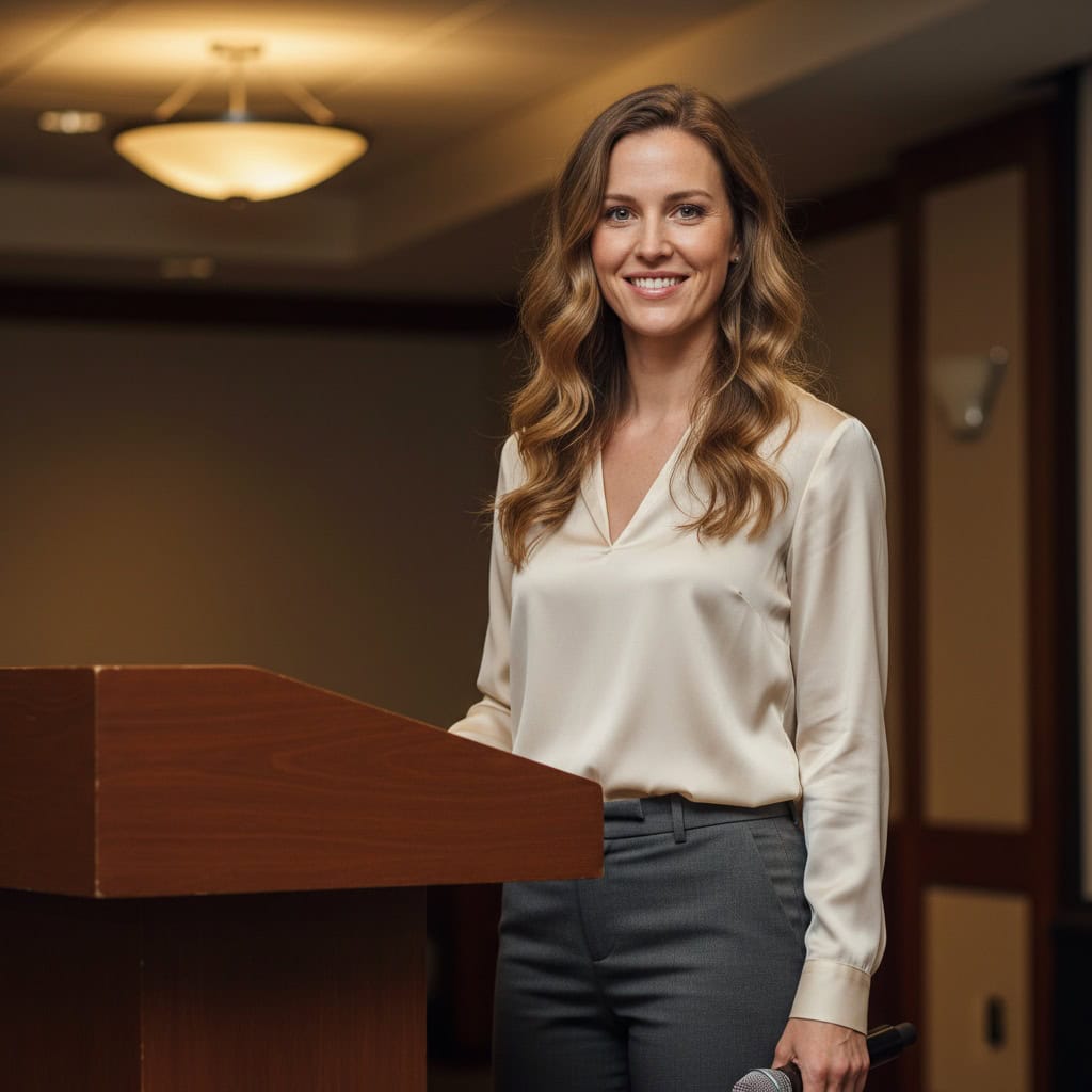 TSM Agency event host / presenter portrait at Columbus trade show booth