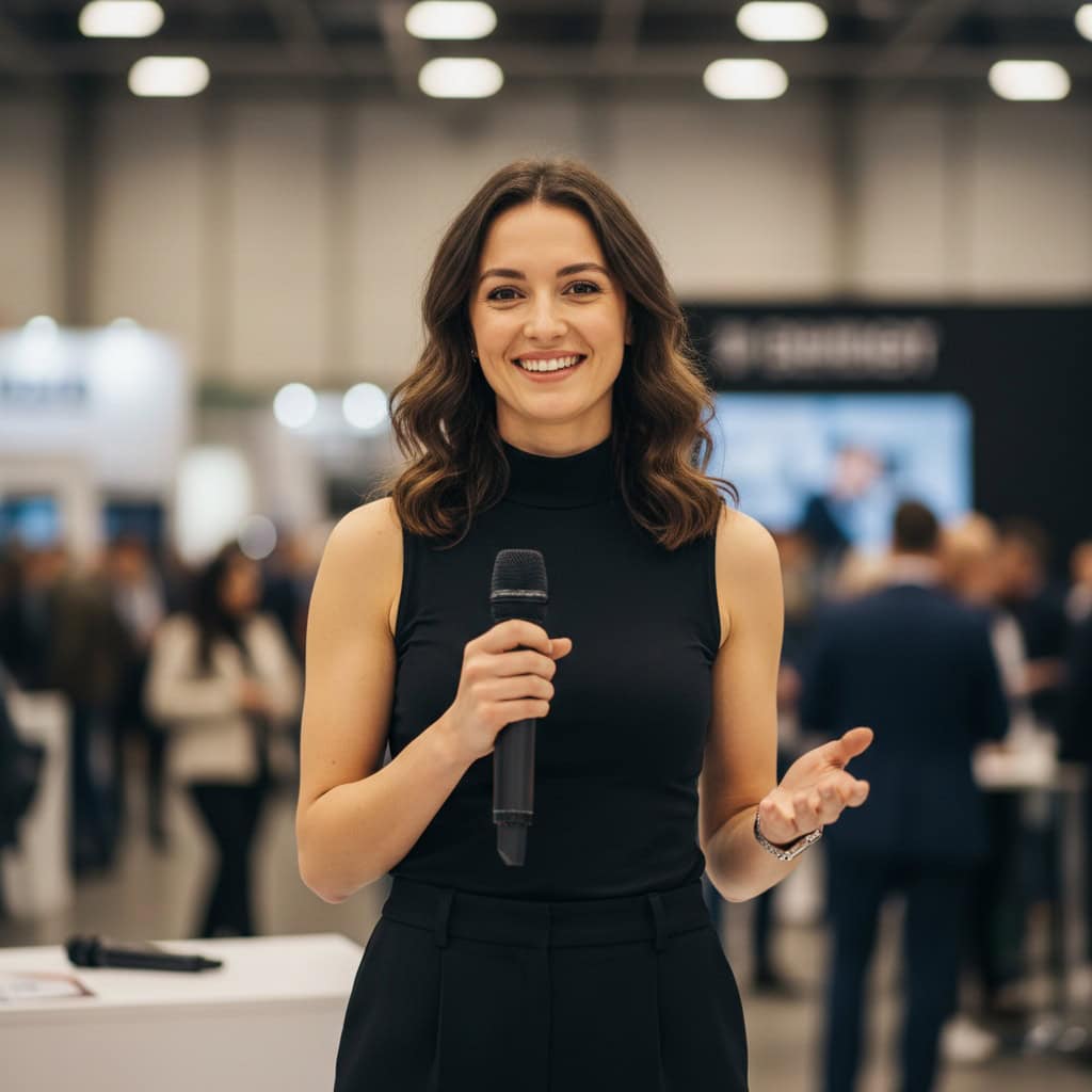 TSM Agency event host / presenter portrait at Tampa trade show booth