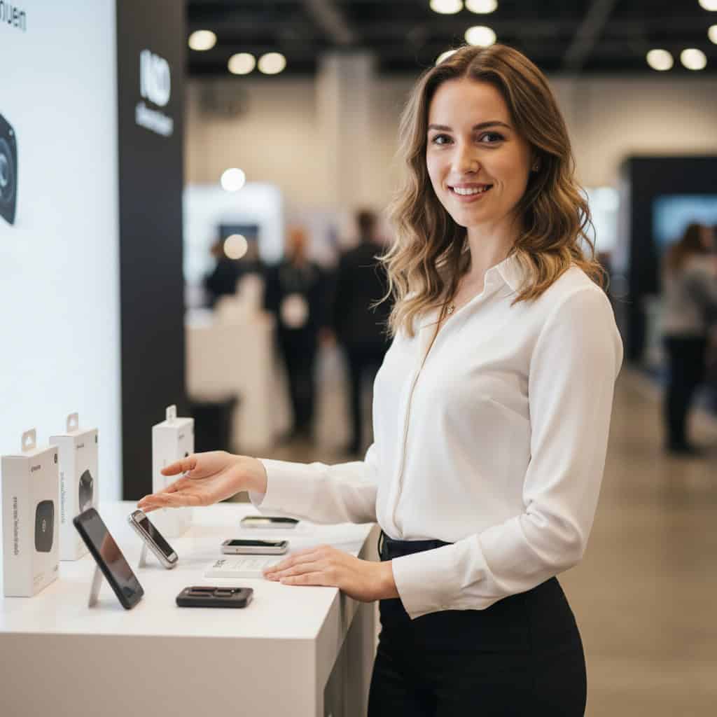 TSM Agency product demonstrator portrait at Houston trade show booth