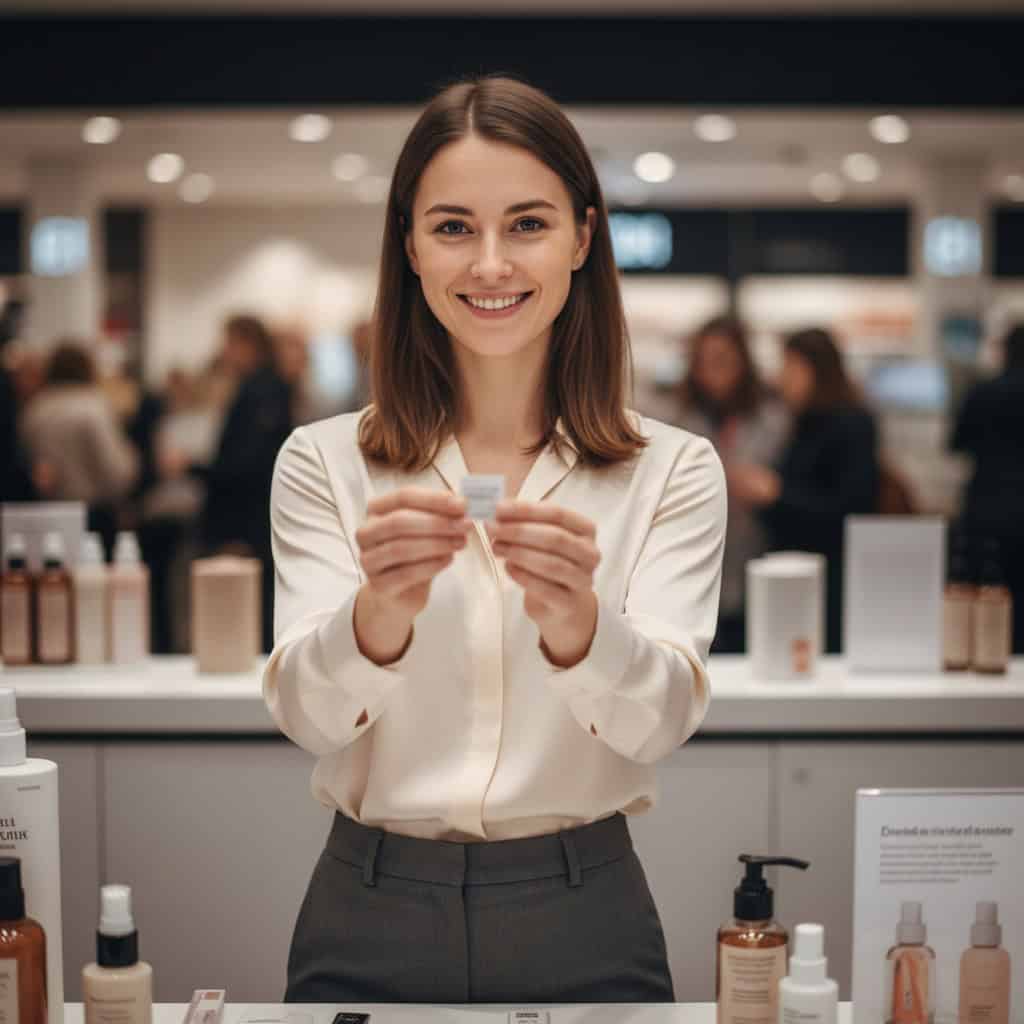 TSM Agency product demonstrator portrait at Las Vegas trade show booth