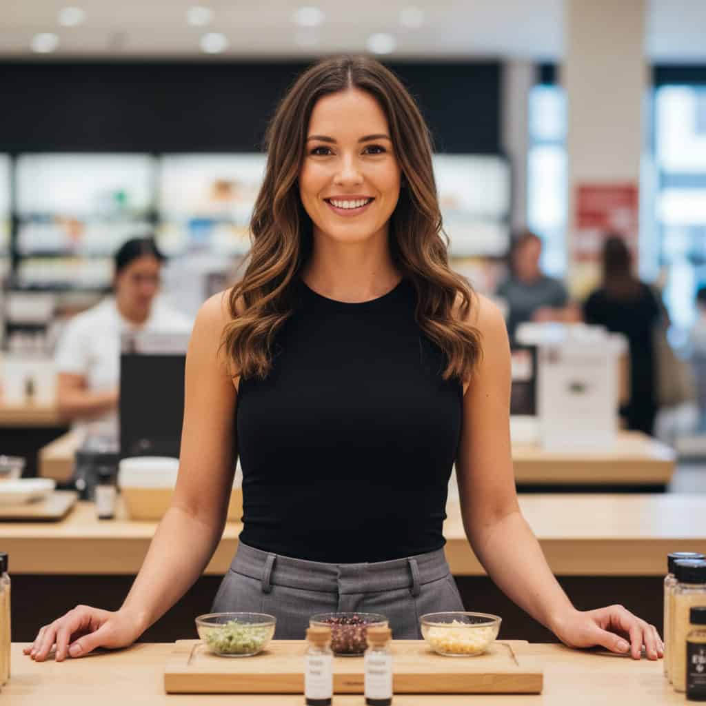 TSM Agency product demonstrator portrait at Miami trade show booth