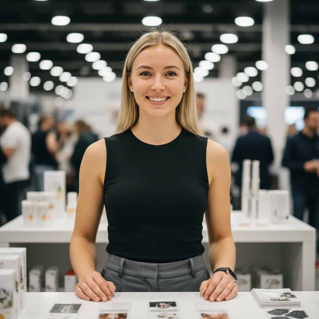 TSM Agency product demonstrator portrait at New York City trade show booth