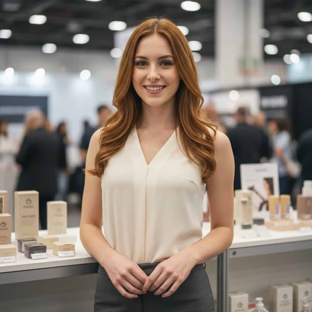 TSM Agency product demonstrator portrait at San Diego trade show booth