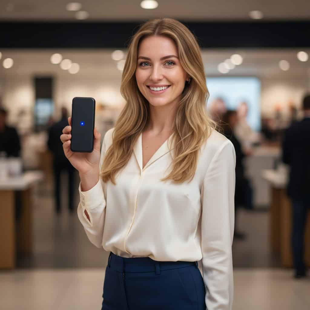 TSM Agency promotional model portrait at Columbus trade show booth