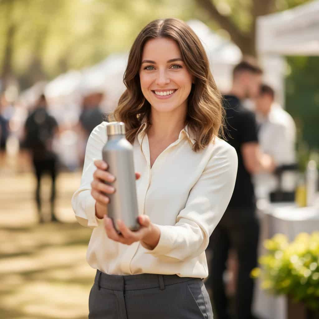 TSM Agency promotional model portrait at Kansas City trade show booth