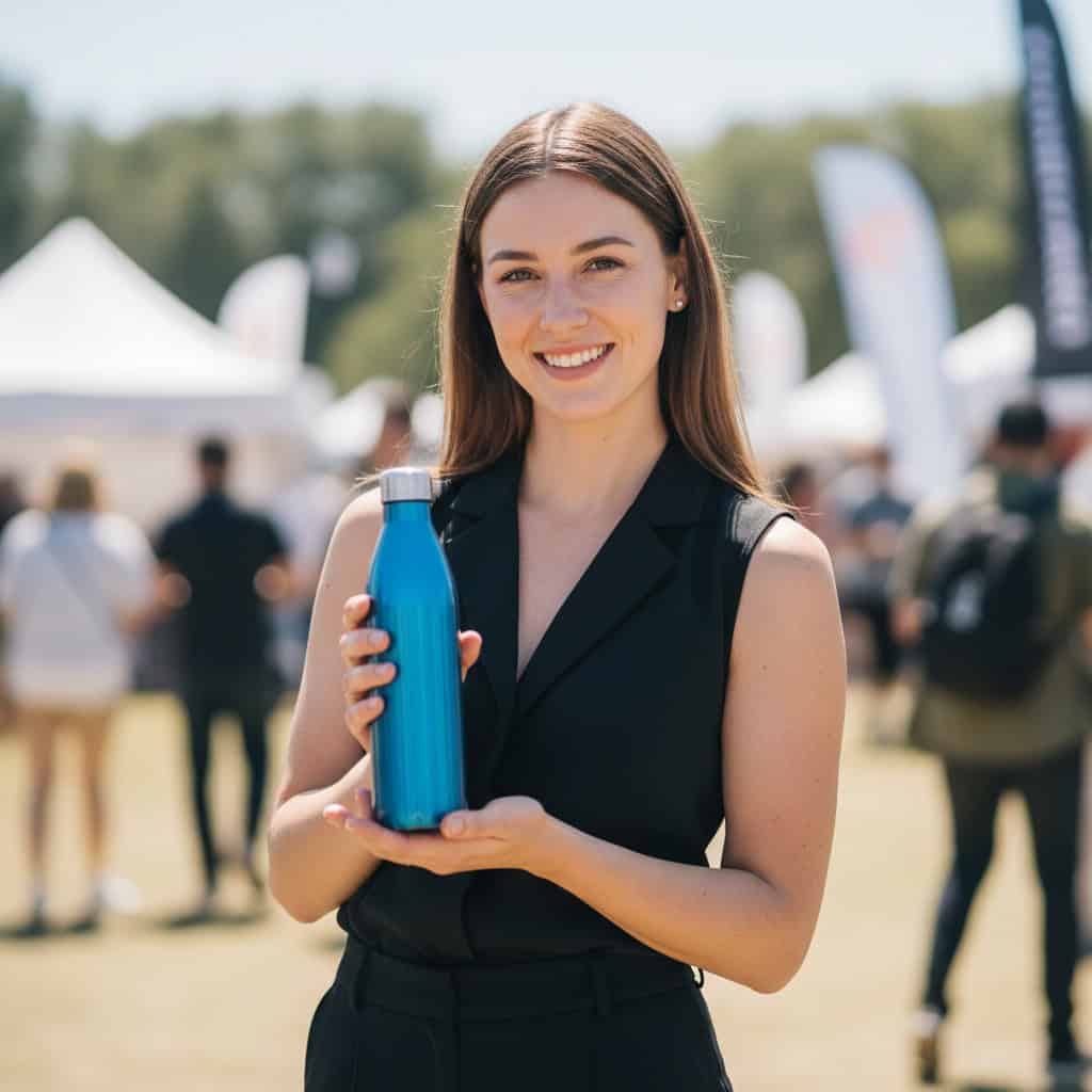 TSM Agency promotional model portrait at Las Vegas trade show booth