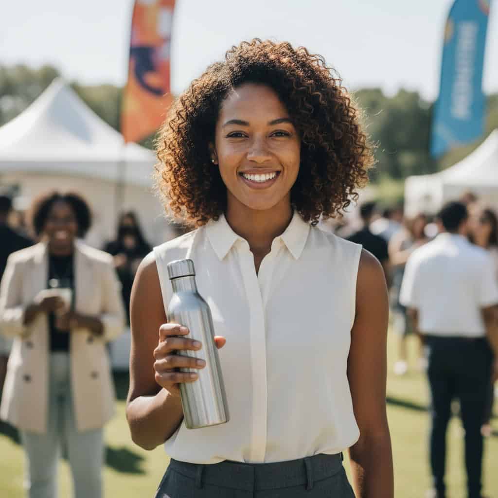 TSM Agency promotional model portrait at Phoenix trade show booth
