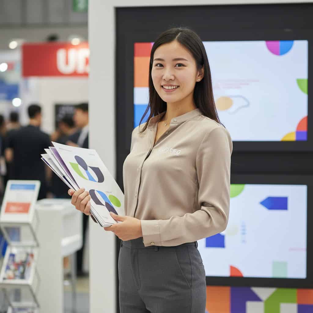 TSM Agency spokesmodel portrait at Anaheim trade show booth