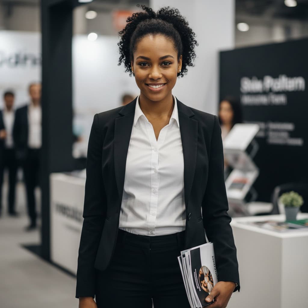 TSM Agency spokesmodel portrait at Indianapolis trade show booth