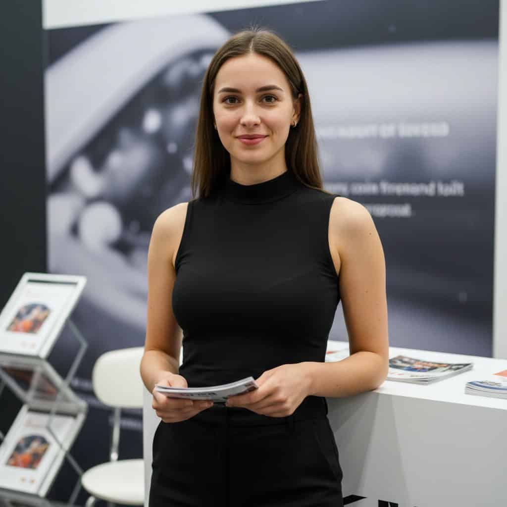TSM Agency spokesmodel portrait at New York City trade show booth