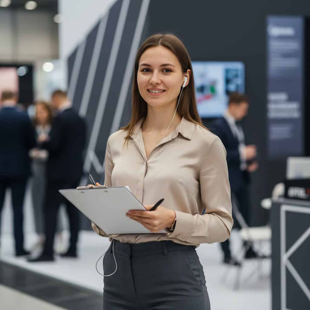 TSM Agency team lead / coordinator portrait at Dallas trade show booth