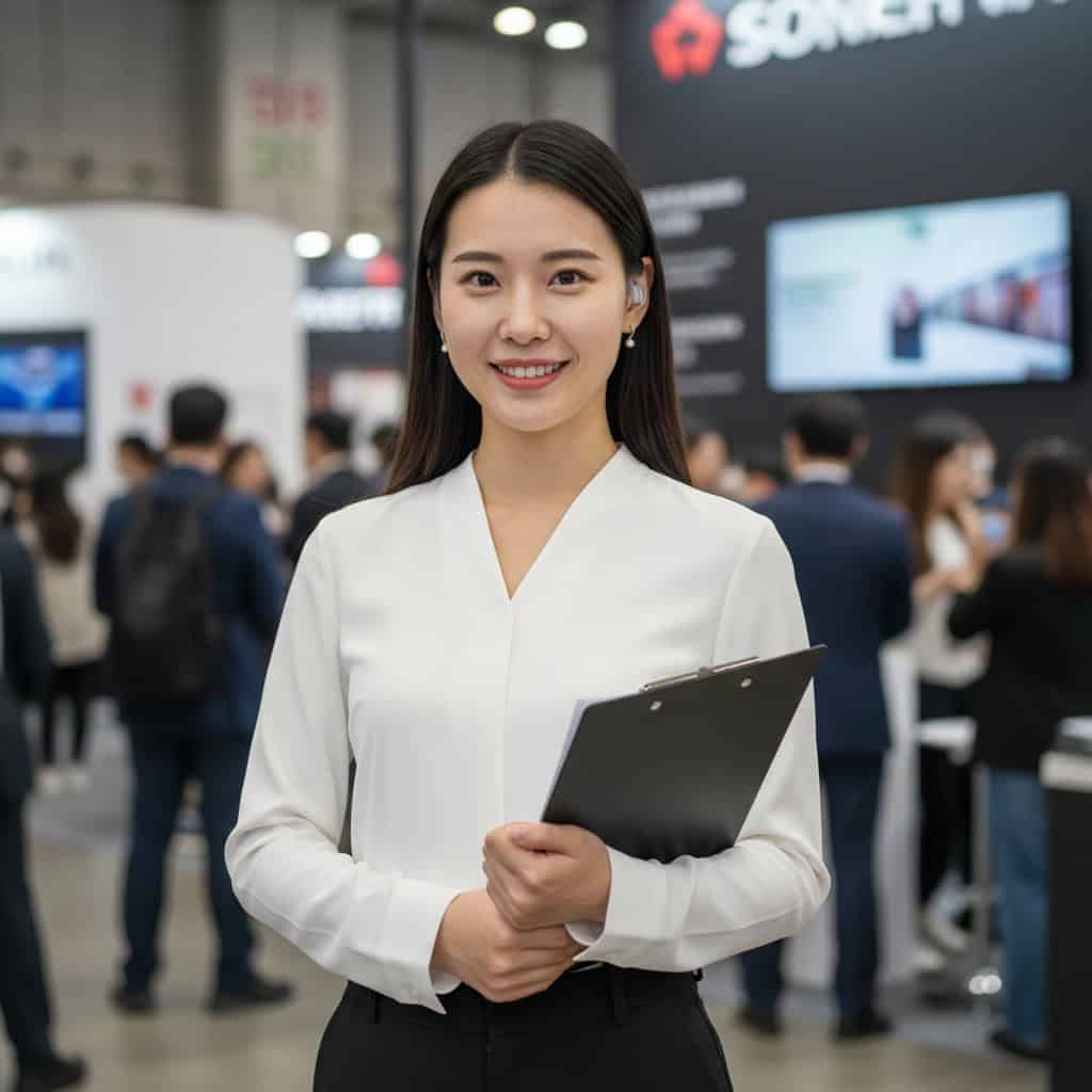 TSM Agency team lead / coordinator portrait at Denver trade show booth